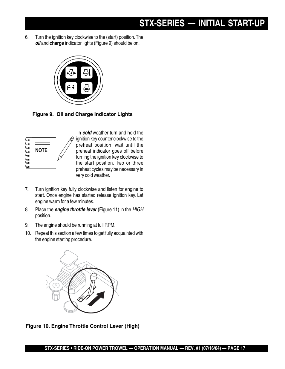 Stx-series — initial start-up | Multiquip STX55J6 User Manual | Page 17 / 30