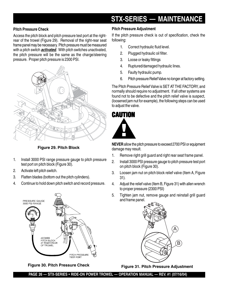 Stx-series — maintenance, Caution | Multiquip STX55J6 User Manual | Page 26 / 30