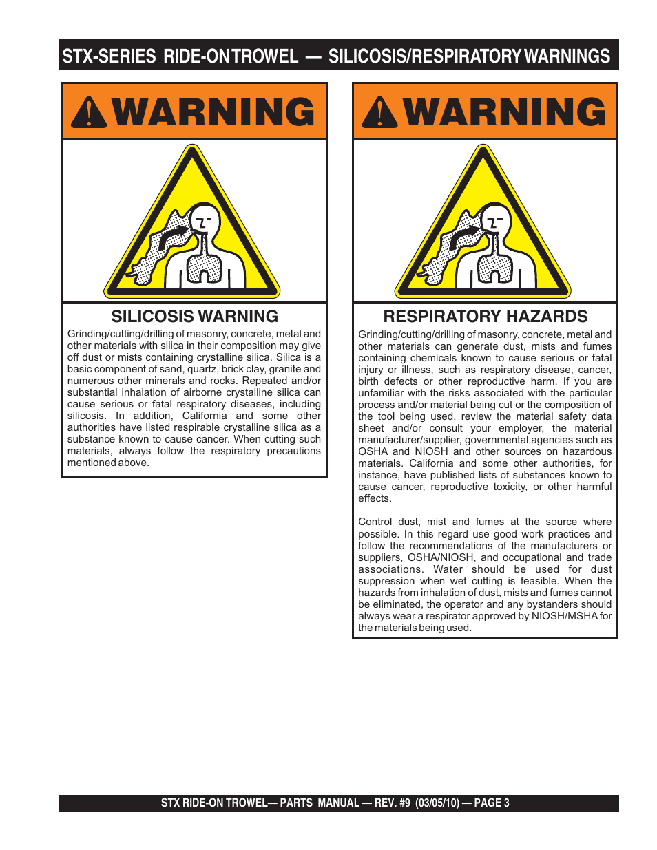Warning | Multiquip STX55Y6 User Manual | Page 3 / 64