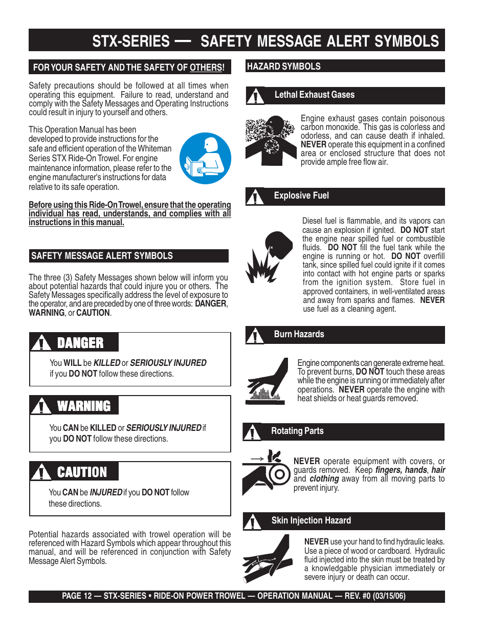 Stx-series, Safety message alert symbols, Cauti | Multiquip STX55Y6 User Manual | Page 12 / 48