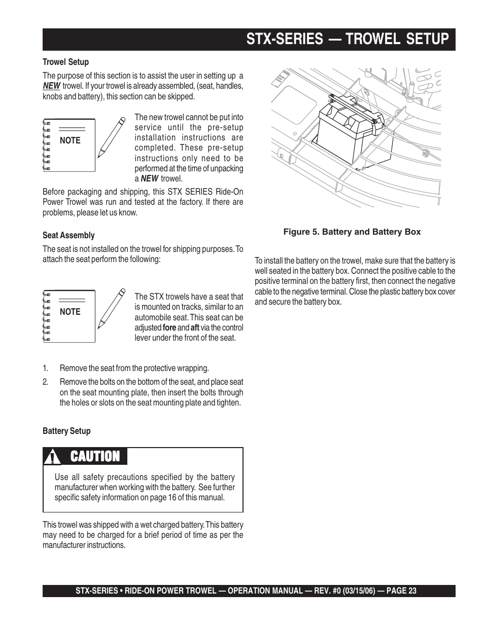 Stx-series — trowel setup, Caution | Multiquip STX55Y6 User Manual | Page 23 / 48