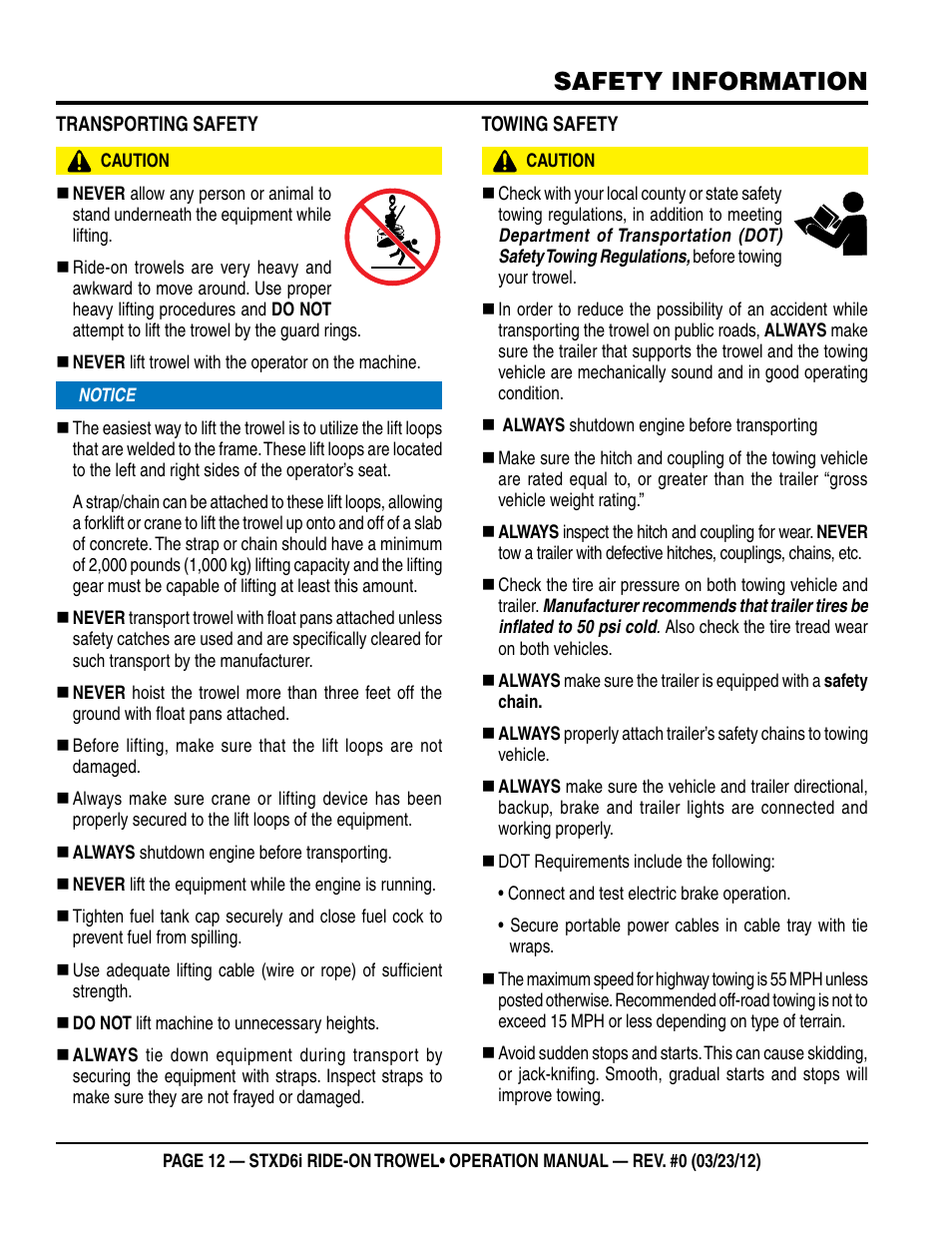 Safety information | Multiquip STXD6i User Manual | Page 12 / 40