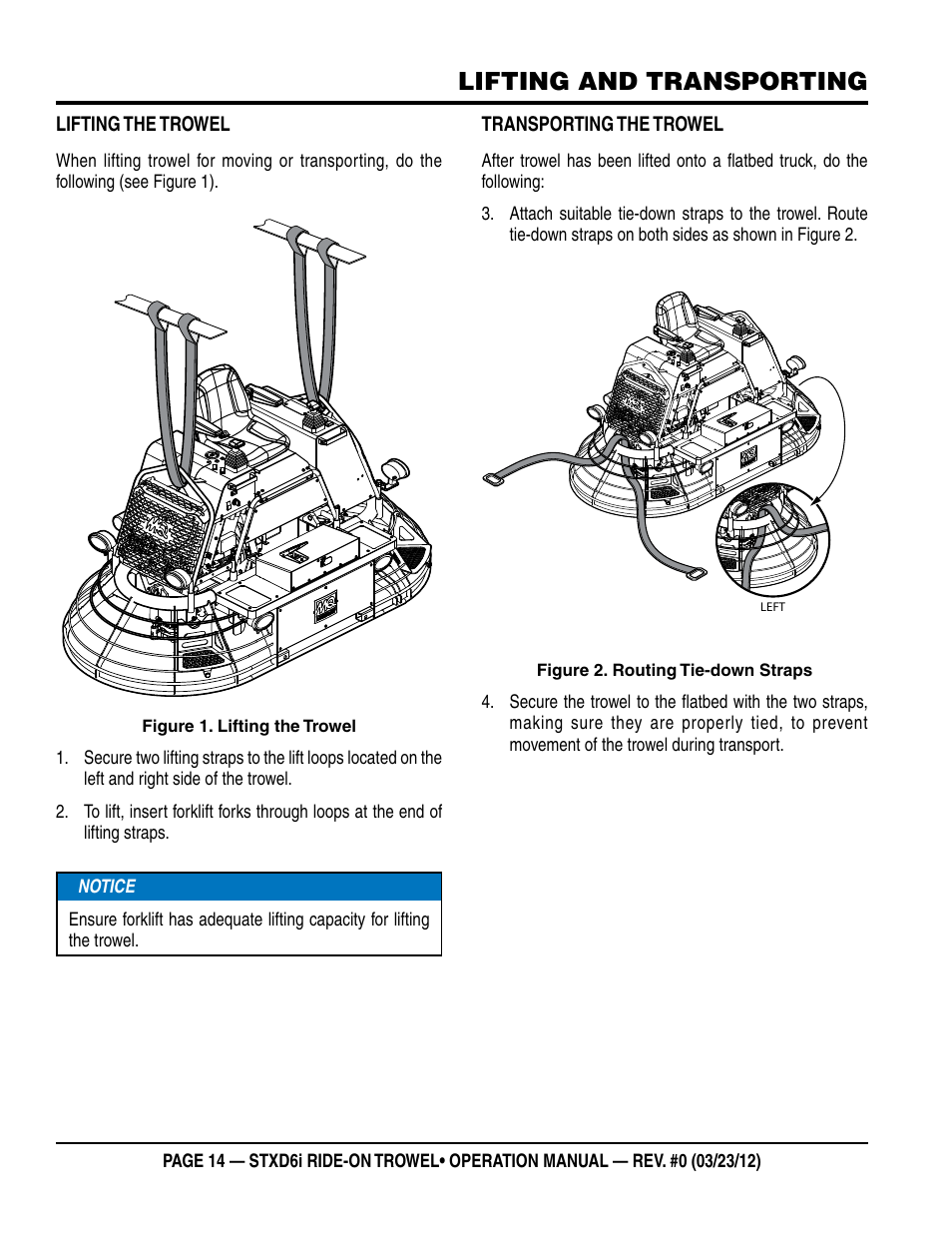 Lifting and transporting | Multiquip STXD6i User Manual | Page 14 / 40