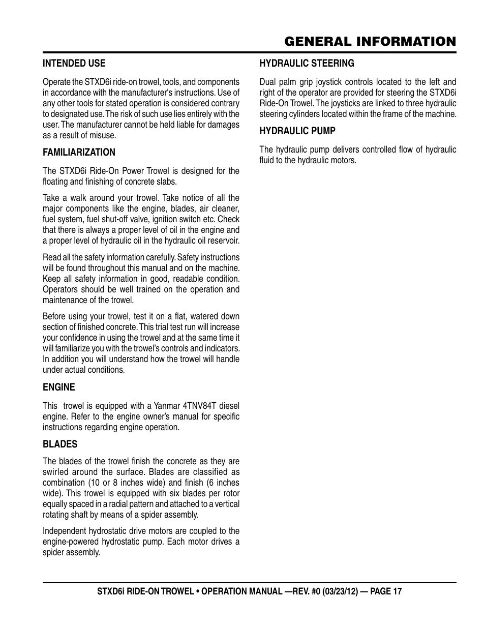 General information | Multiquip STXD6i User Manual | Page 17 / 40