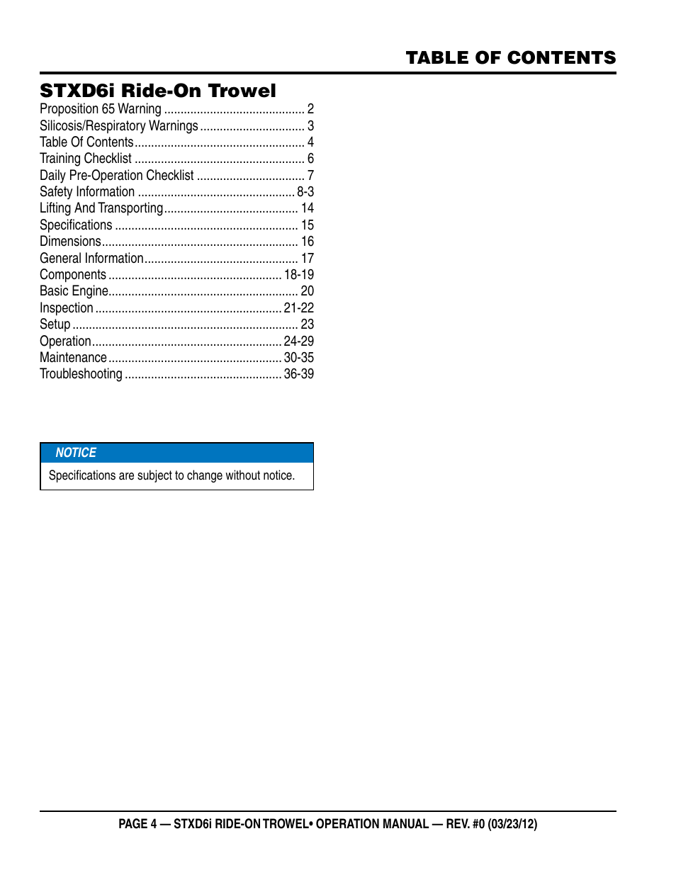 Multiquip STXD6i User Manual | Page 4 / 40