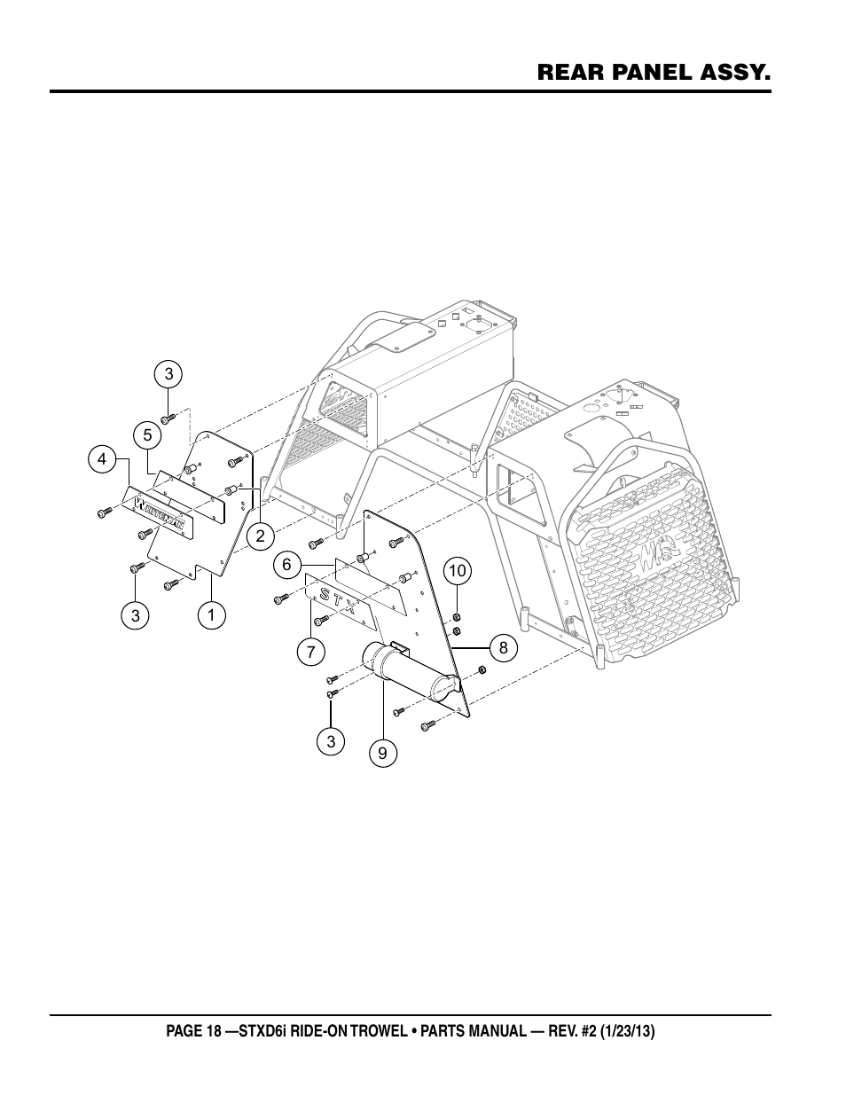 Rear panel assy | Multiquip STXD6i User Manual | Page 18 / 102