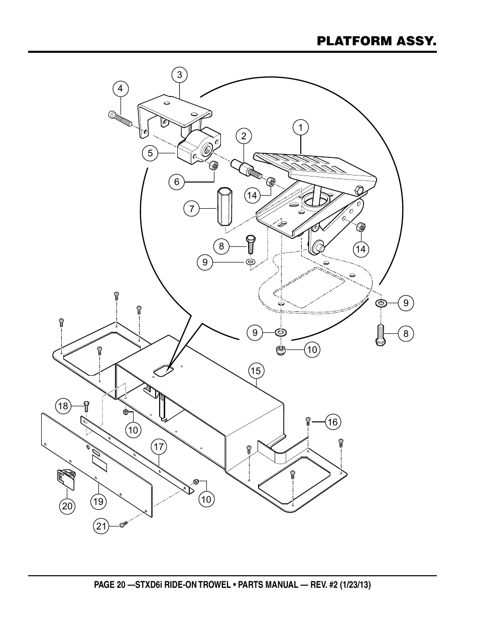 Platform assy | Multiquip STXD6i User Manual | Page 20 / 102