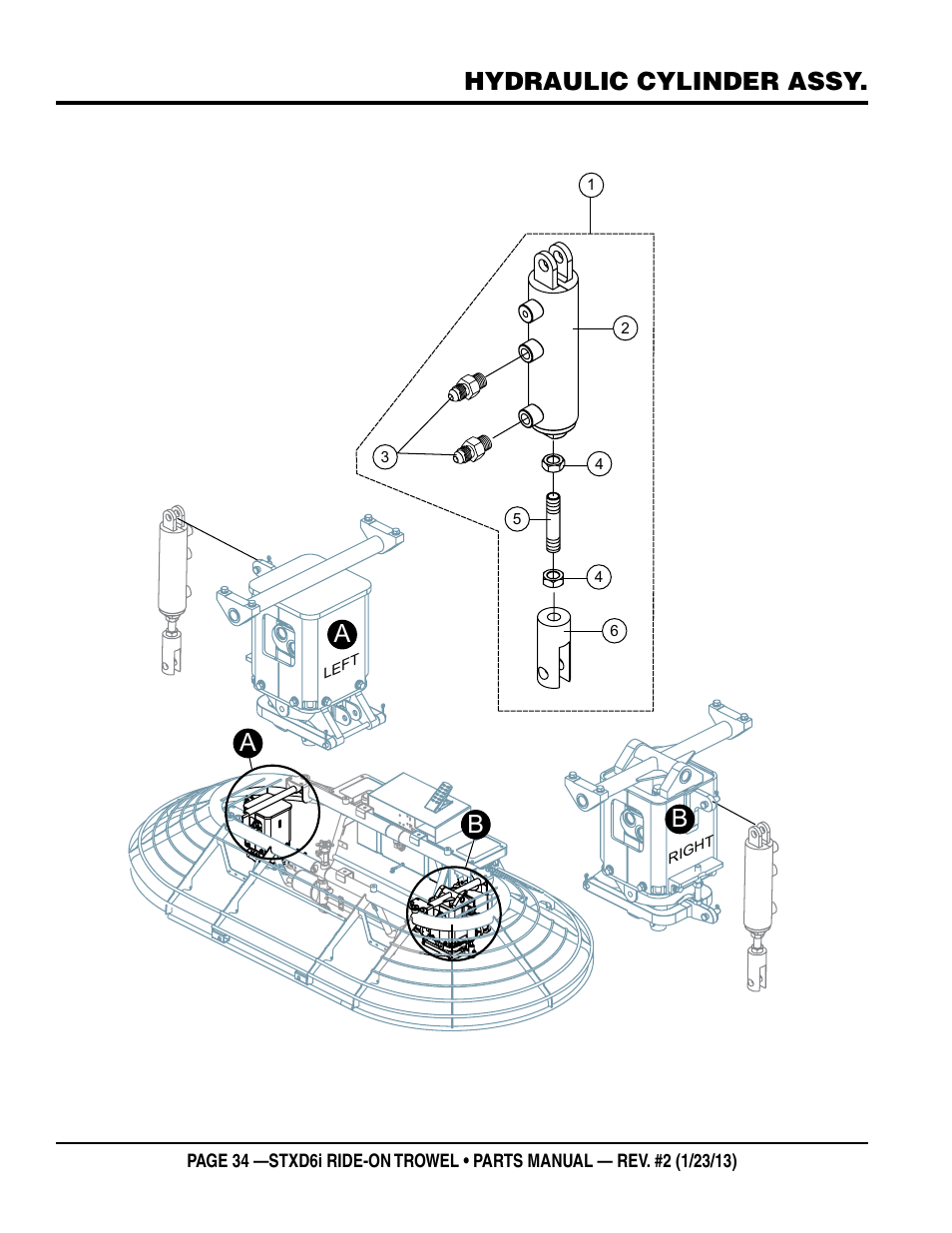 Ab b, Hydraulic cylinder assy | Multiquip STXD6i User Manual | Page 34 / 102