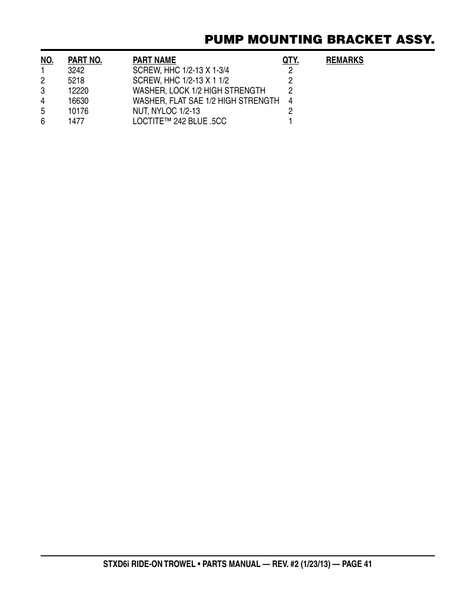 Pump mounting bracket assy | Multiquip STXD6i User Manual | Page 41 / 102