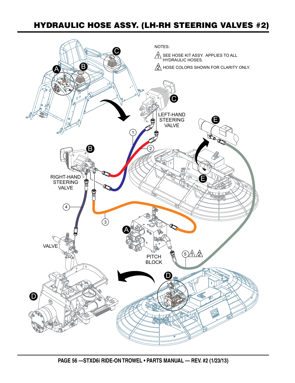 Hydraulic hose assy. (lh-rh steering valves #2) | Multiquip STXD6i User Manual | Page 56 / 102
