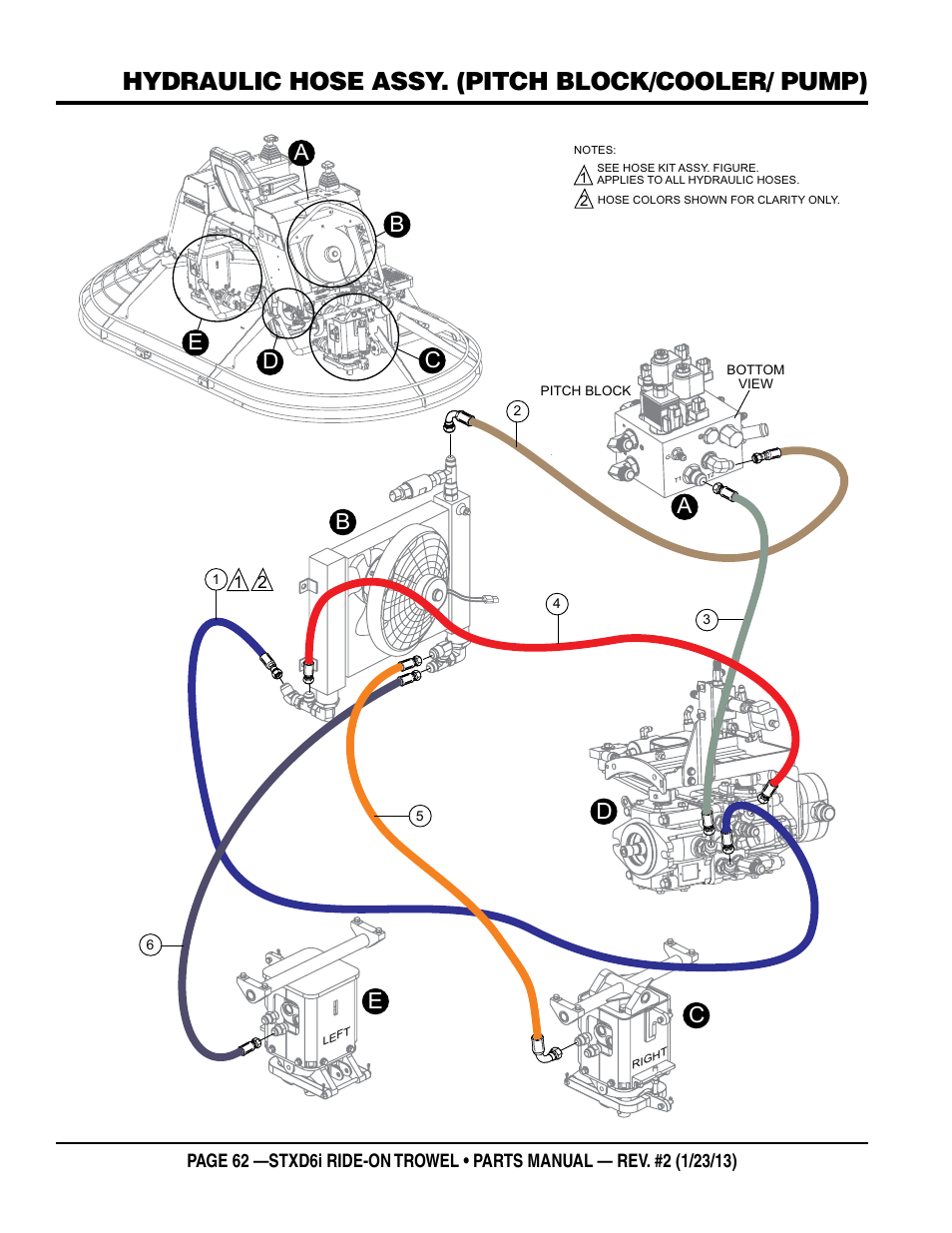 Hydraulic hose assy. (pitch block/cooler/ pump), Cb d | Multiquip STXD6i User Manual | Page 62 / 102