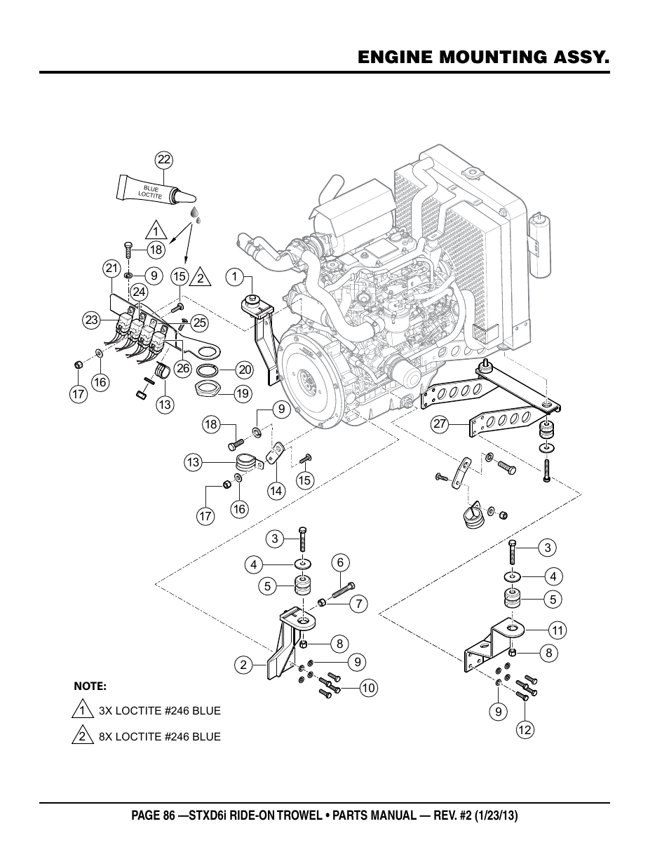 Engine mounting assy | Multiquip STXD6i User Manual | Page 86 / 102