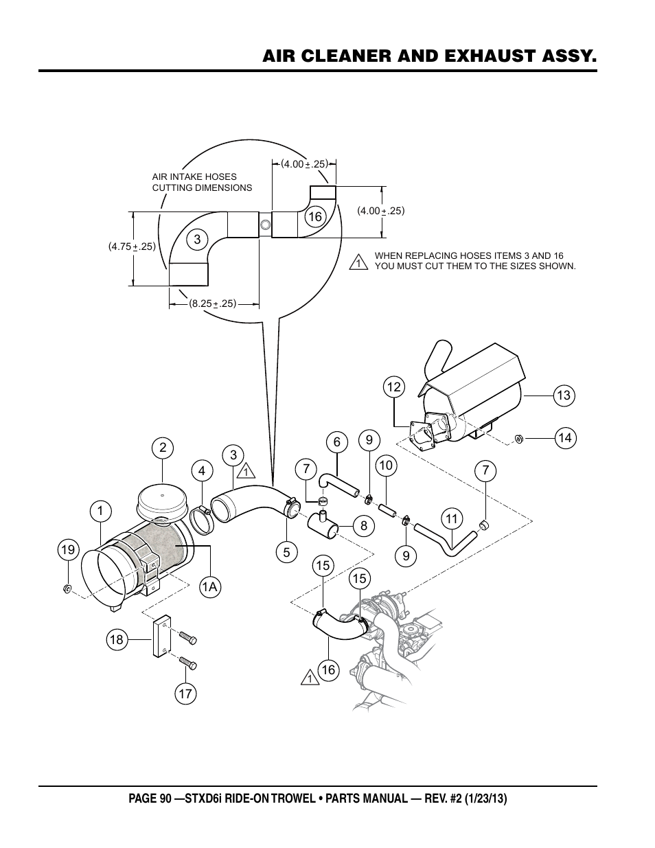 Air cleaner and exhaust assy | Multiquip STXD6i User Manual | Page 90 / 102