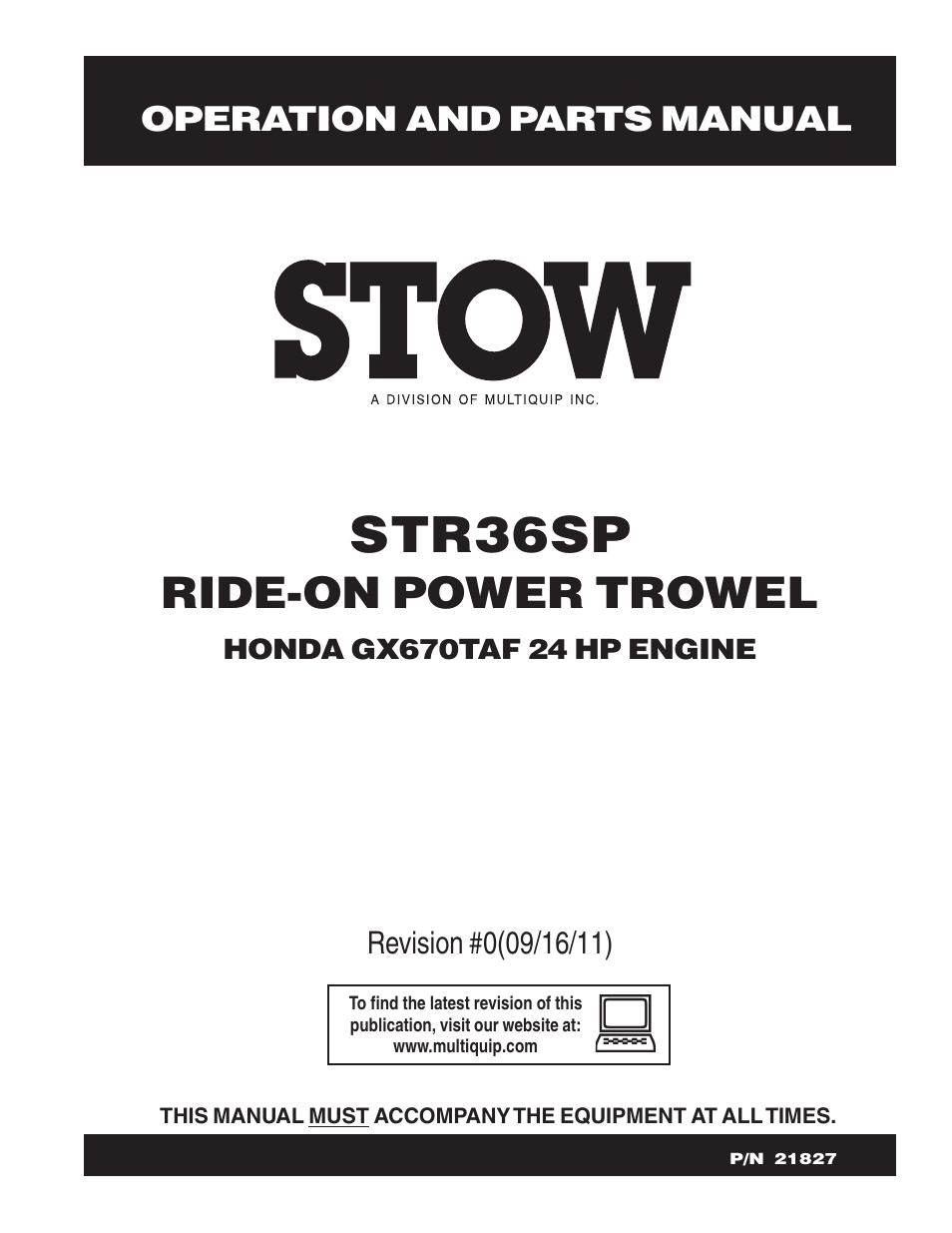 Multiquip STR36SP User Manual | 116 pages