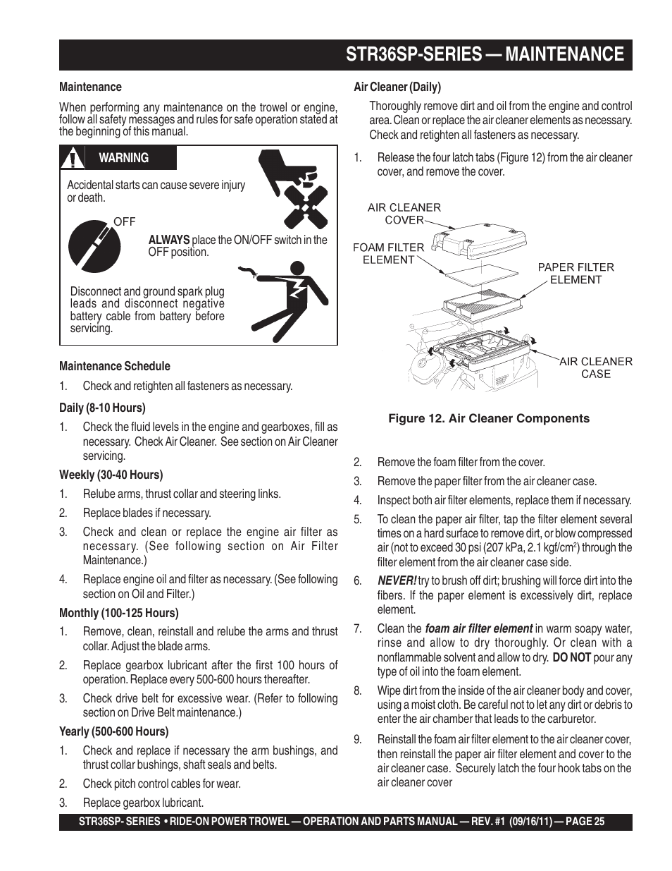 Str36sp-series — maintenance | Multiquip STR36SP User Manual | Page 25 / 116