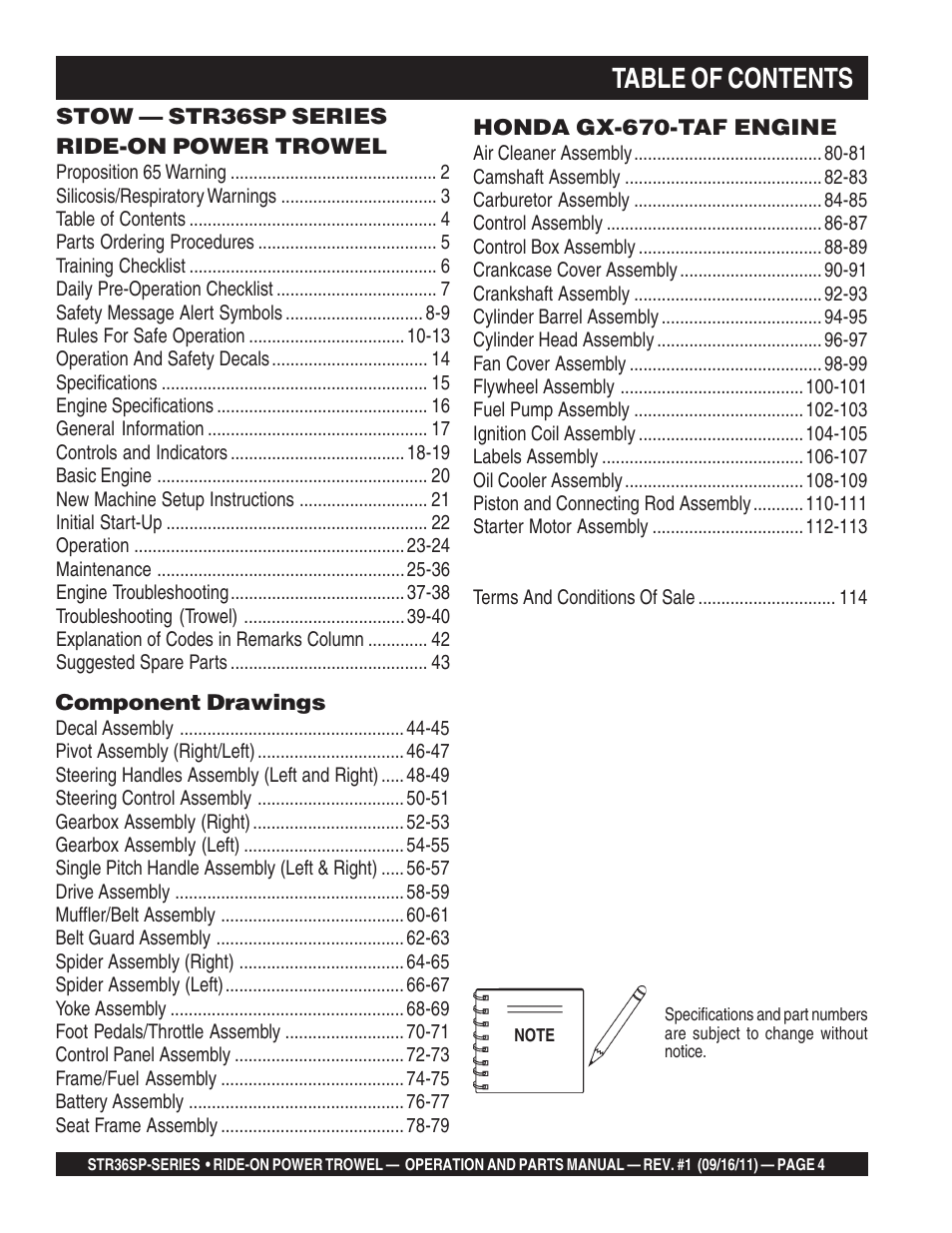 Multiquip STR36SP User Manual | Page 4 / 116