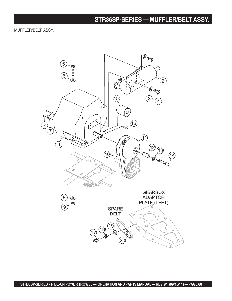 Str36sp-series — muffler/belt assy | Multiquip STR36SP User Manual | Page 60 / 116