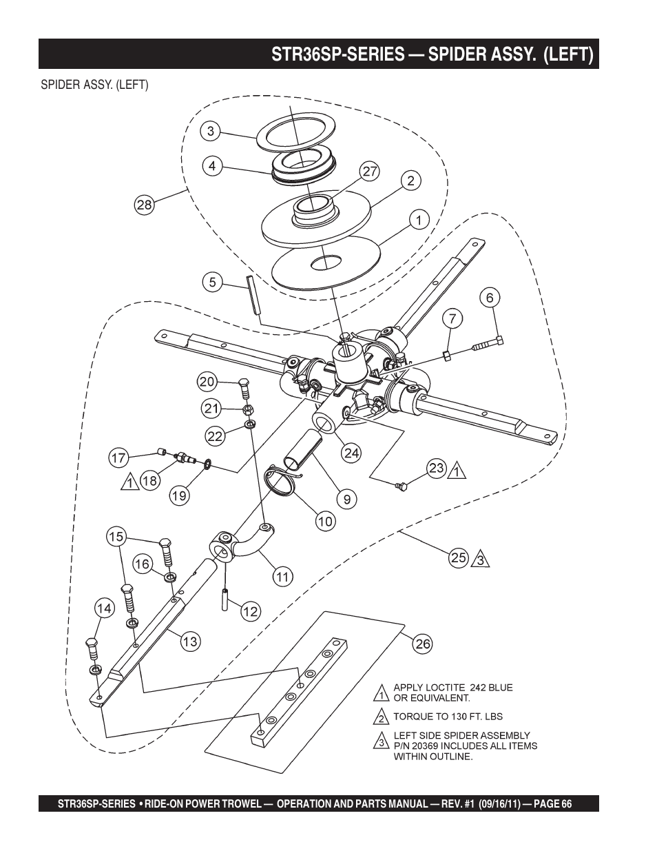 Str36sp-series — spider assy. (left) | Multiquip STR36SP User Manual | Page 66 / 116
