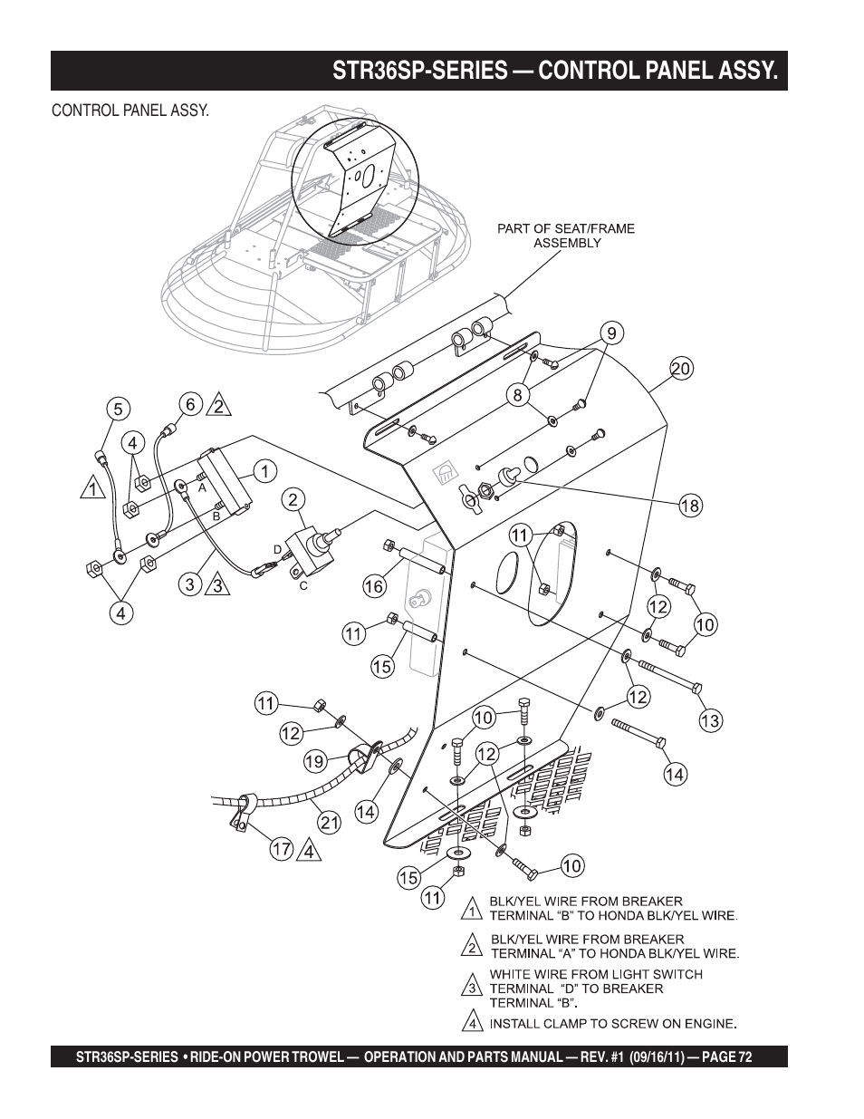 Str36sp-series — control panel assy | Multiquip STR36SP User Manual | Page 72 / 116