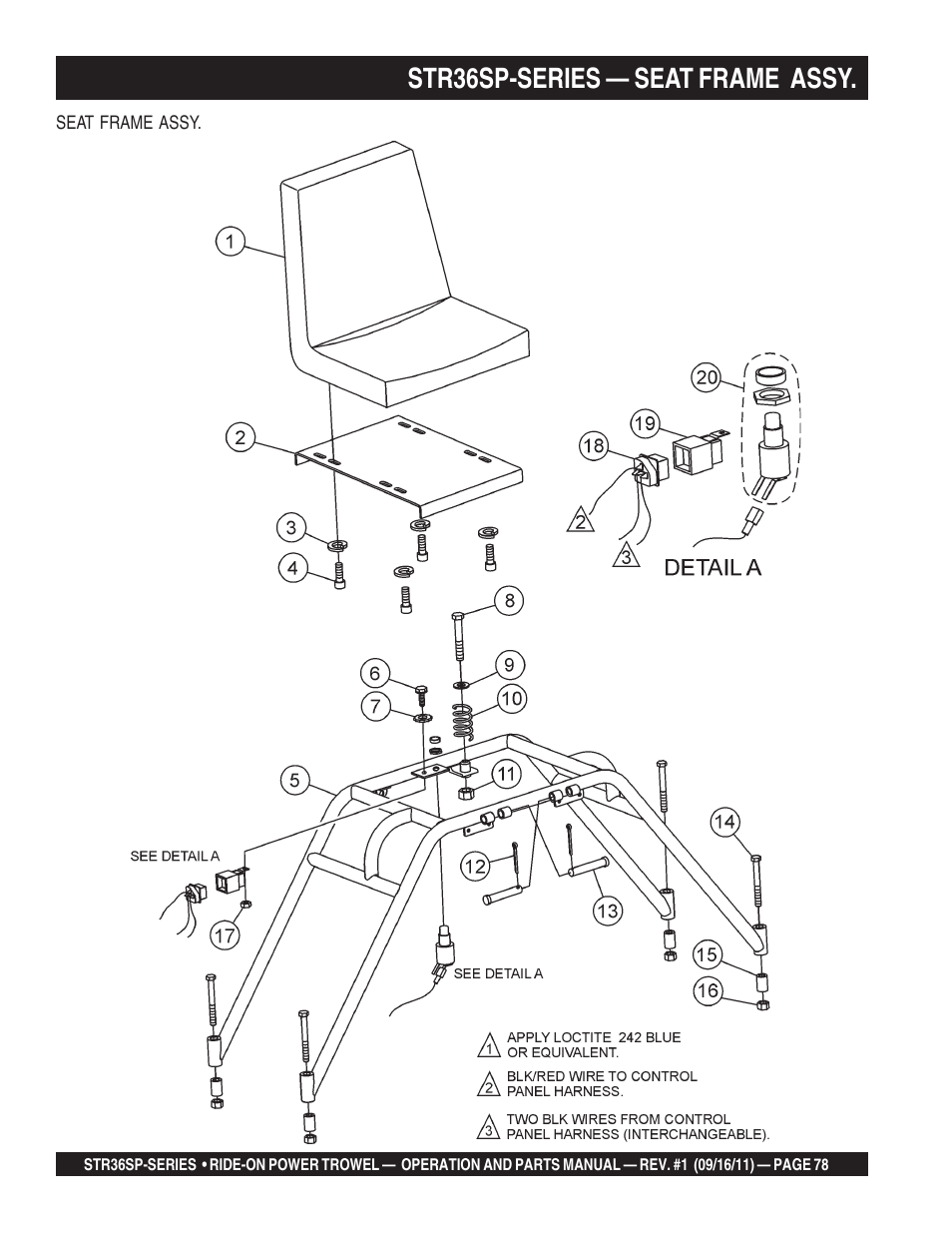 Str36sp-series — seat frame assy | Multiquip STR36SP User Manual | Page 78 / 116