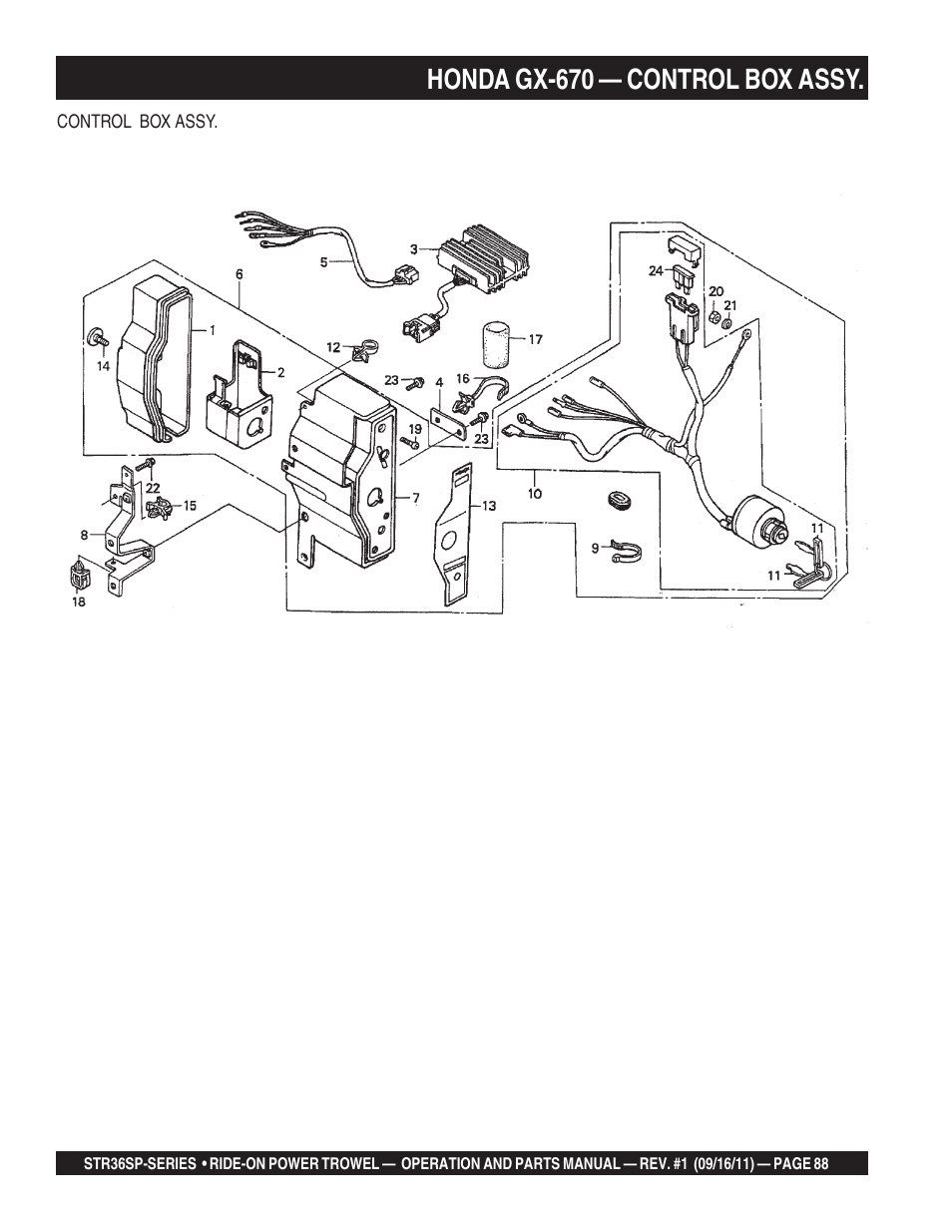 Honda gx-670 — control box assy | Multiquip STR36SP User Manual | Page 88 / 116