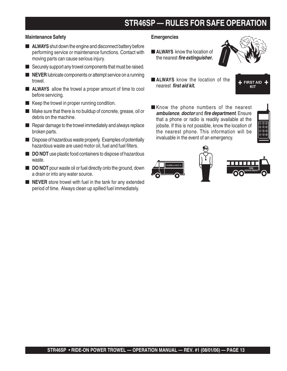 Str46sp — rules for safe operation | Multiquip STR46SP User Manual | Page 13 / 86