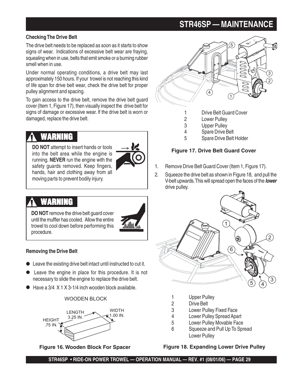 Str46sp — maintenance, Warning | Multiquip STR46SP User Manual | Page 29 / 86