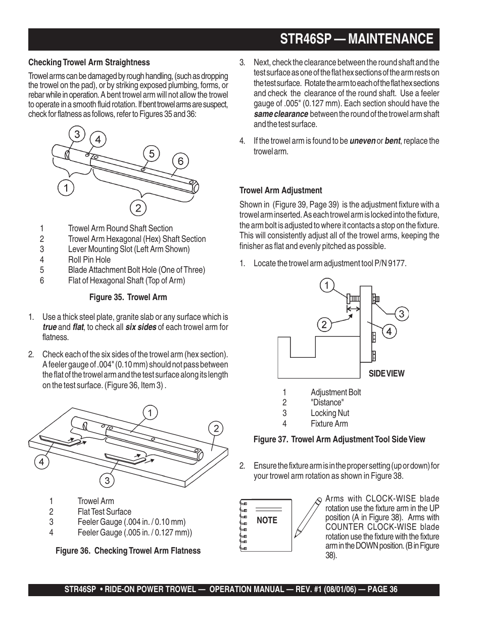 Str46sp — maintenance | Multiquip STR46SP User Manual | Page 36 / 86