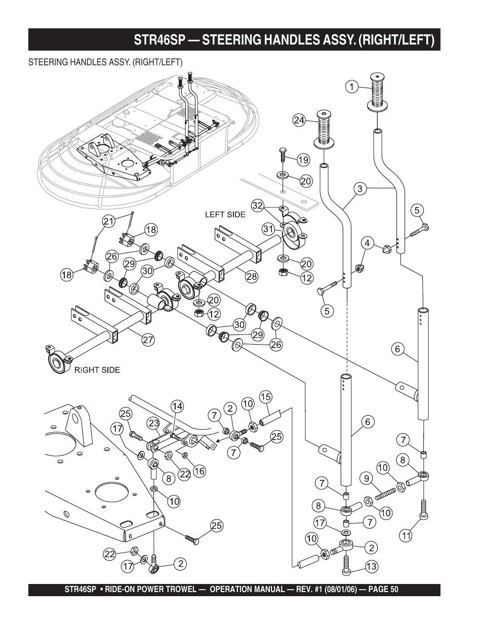 Str46sp — steering handles assy. (right/left) | Multiquip STR46SP User Manual | Page 50 / 86