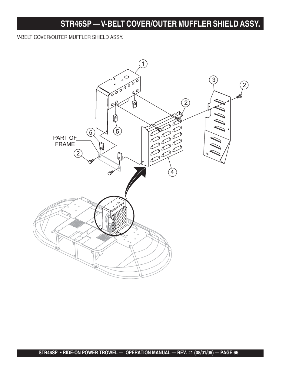 Str46sp — v-belt cover/outer muffler shield assy | Multiquip STR46SP User Manual | Page 66 / 86