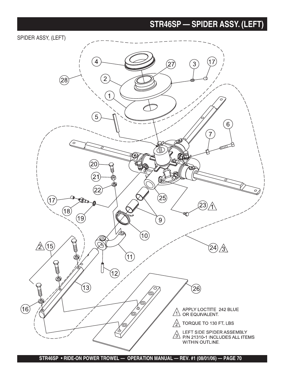 Str46sp — spider assy. (left) | Multiquip STR46SP User Manual | Page 70 / 86