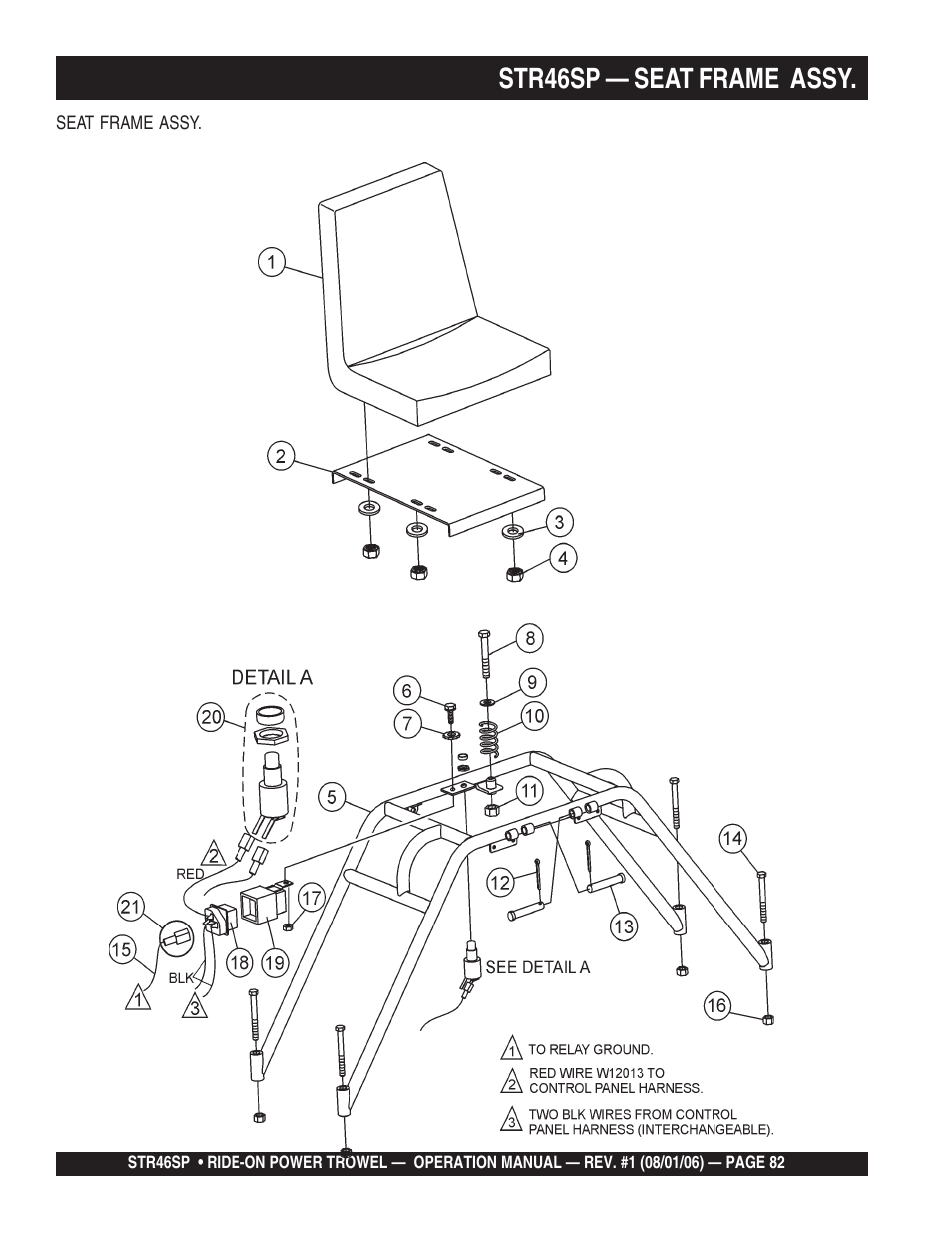 Str46sp — seat frame assy | Multiquip STR46SP User Manual | Page 82 / 86