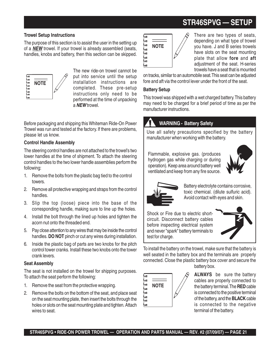 Str46spvg — setup | Multiquip STR46SPVG User Manual | Page 21 / 90