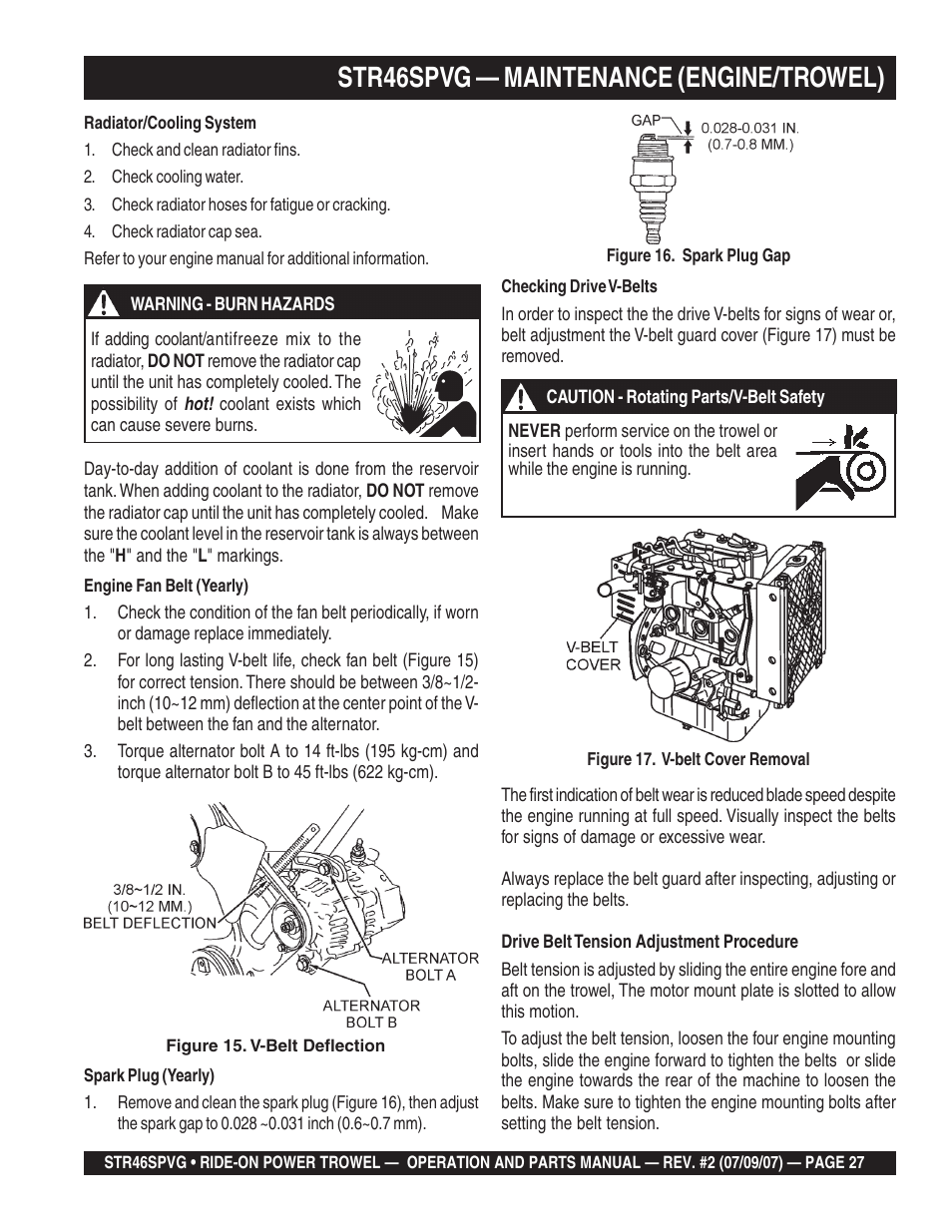 Str46spvg — maintenance (engine/trowel) | Multiquip STR46SPVG User Manual | Page 27 / 90