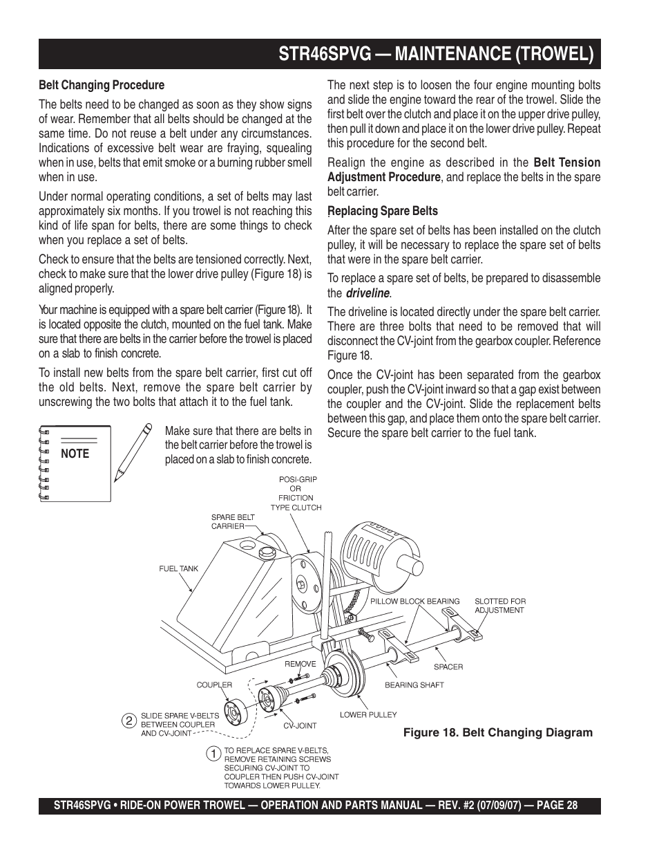 Str46spvg — maintenance (trowel) | Multiquip STR46SPVG User Manual | Page 28 / 90