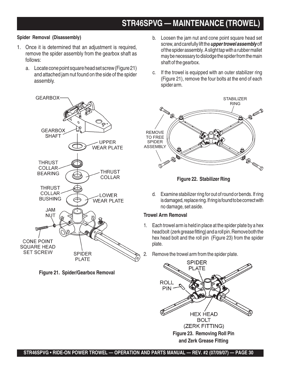 Str46spvg — maintenance (trowel) | Multiquip STR46SPVG User Manual | Page 30 / 90