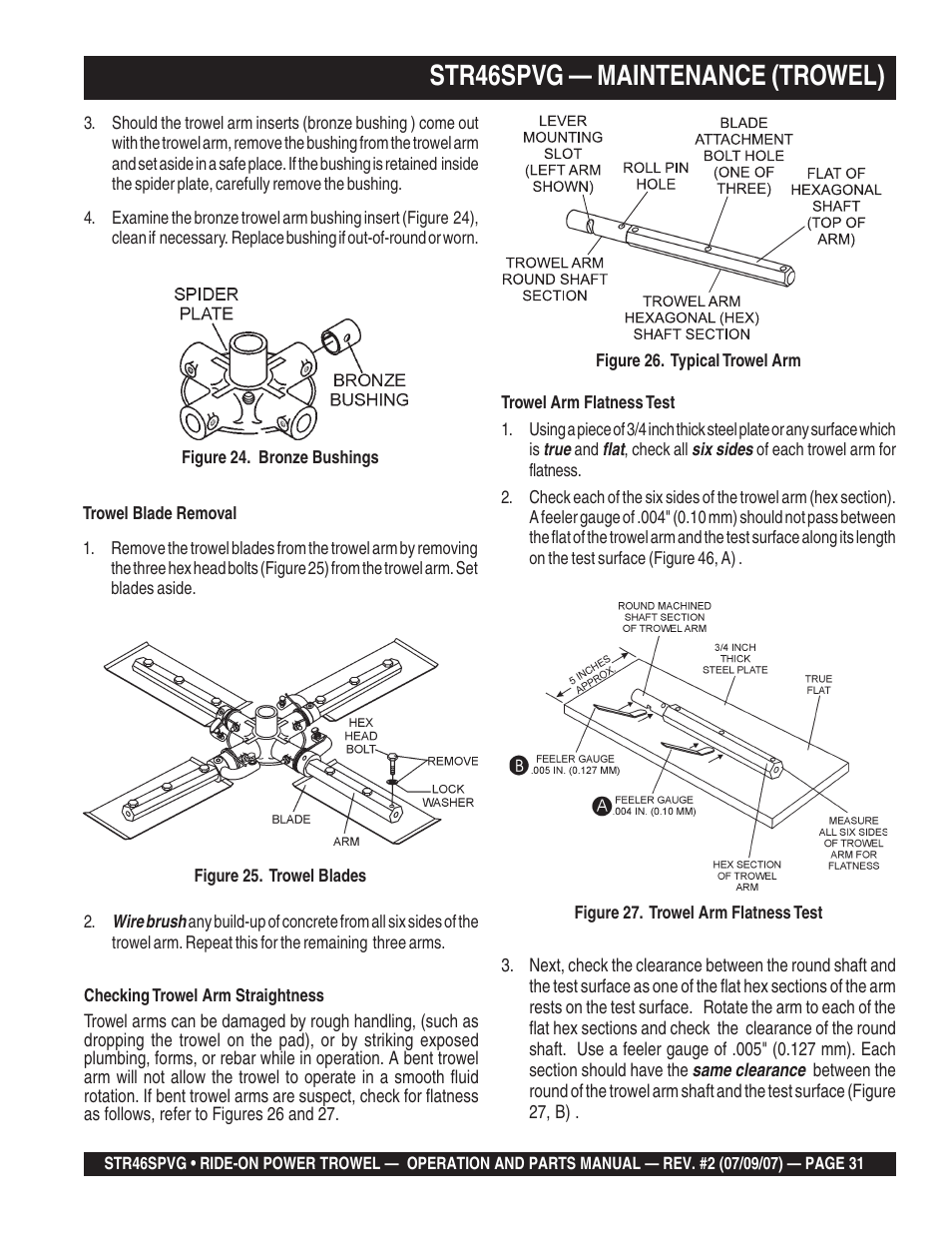 Str46spvg — maintenance (trowel) | Multiquip STR46SPVG User Manual | Page 31 / 90