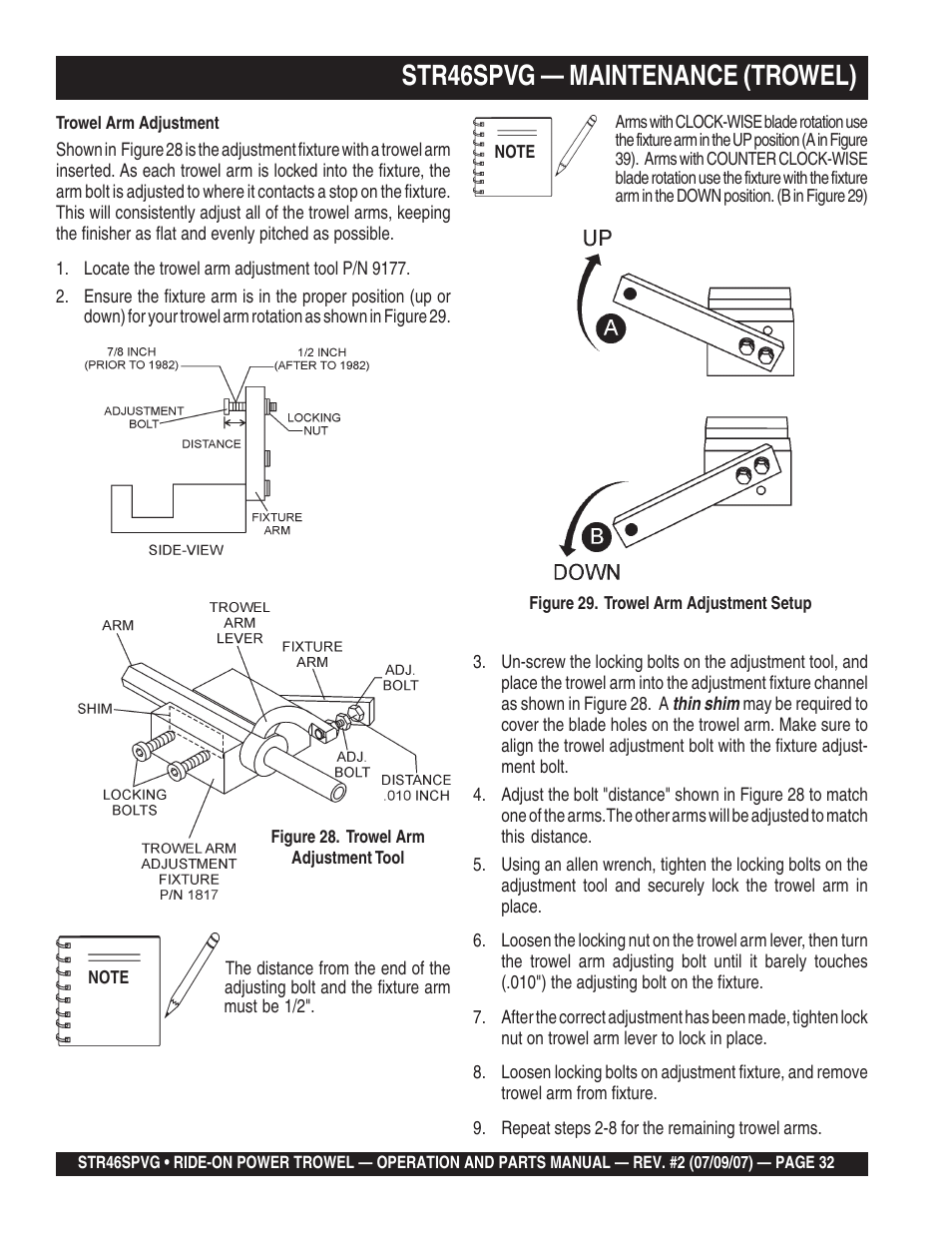 Str46spvg — maintenance (trowel) | Multiquip STR46SPVG User Manual | Page 32 / 90