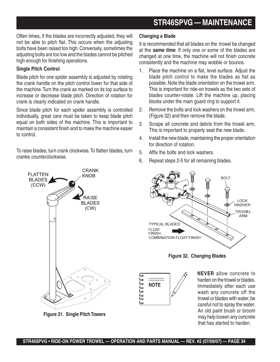 Str46spvg — maintenance | Multiquip STR46SPVG User Manual | Page 34 / 90