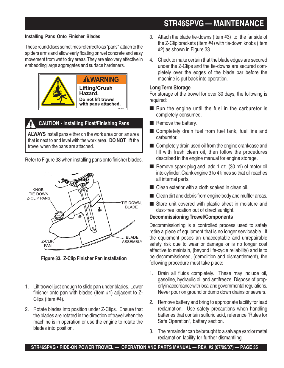 Str46spvg — maintenance | Multiquip STR46SPVG User Manual | Page 35 / 90