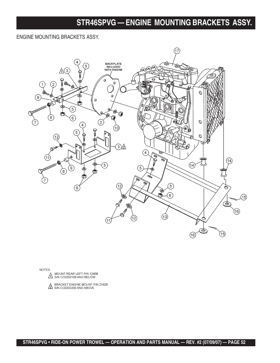 Str46spvg — engine mounting brackets assy | Multiquip STR46SPVG User Manual | Page 52 / 90