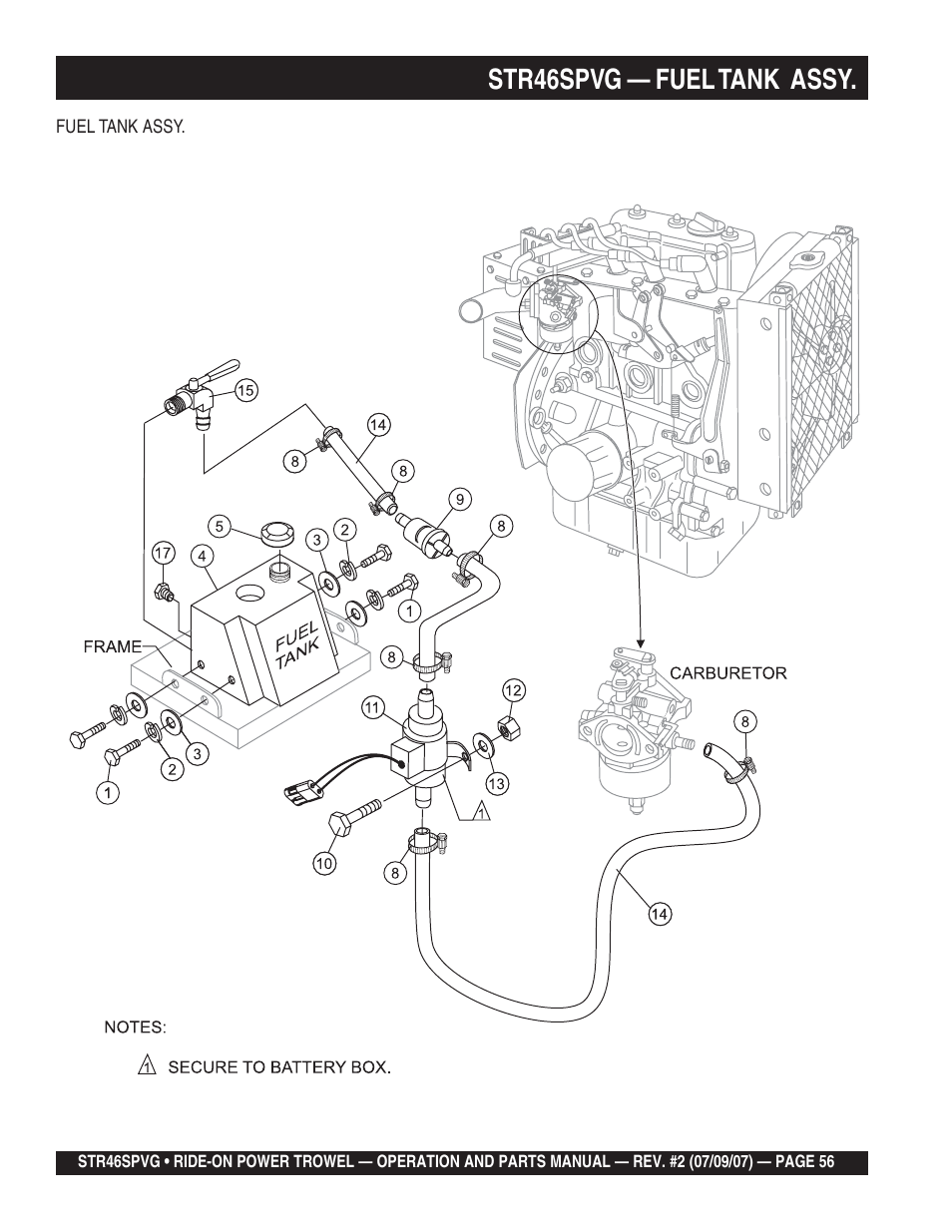 Str46spvg — fuel tank assy | Multiquip STR46SPVG User Manual | Page 56 / 90