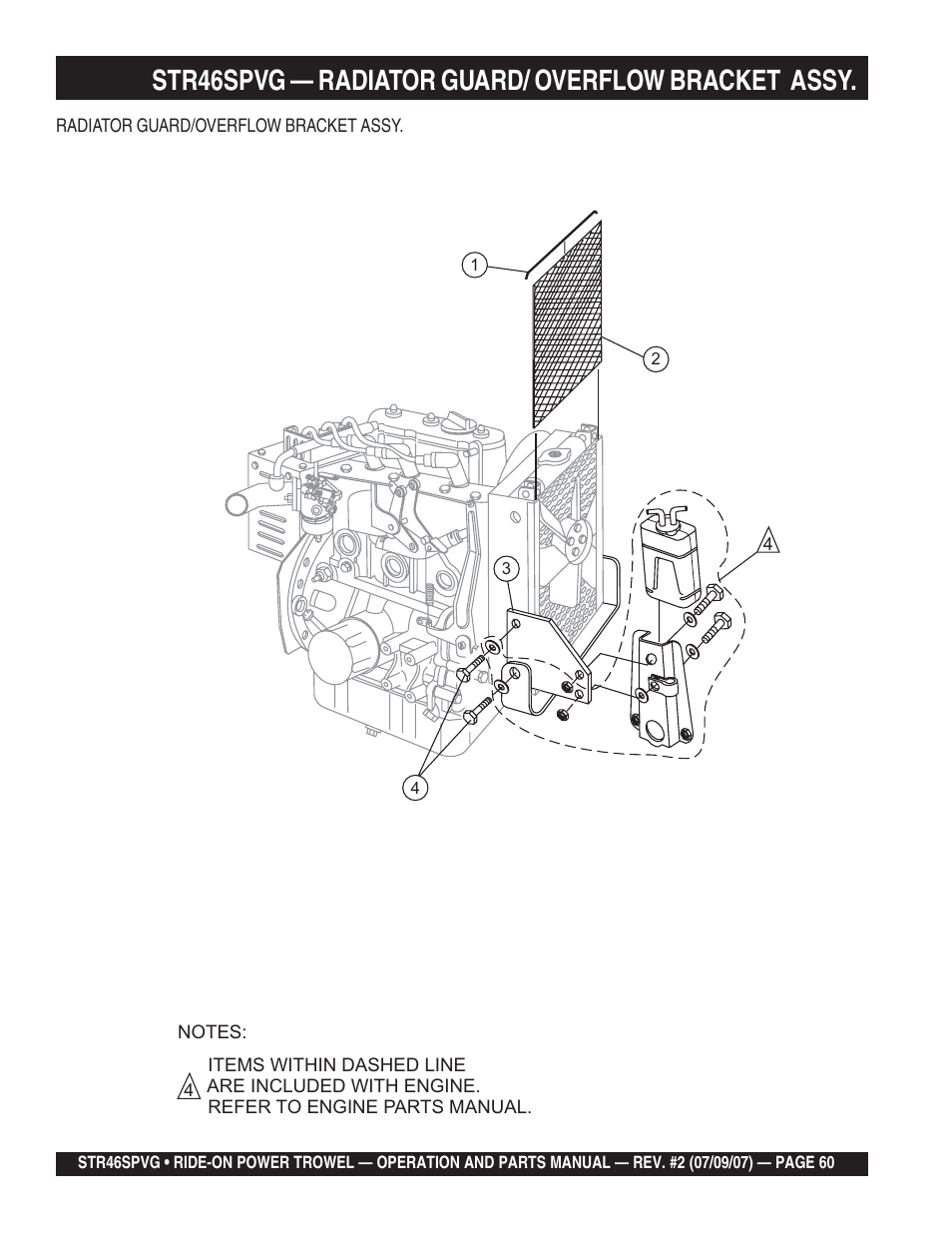 Str46spvg — radiator guard/ overflow bracket assy | Multiquip STR46SPVG User Manual | Page 60 / 90