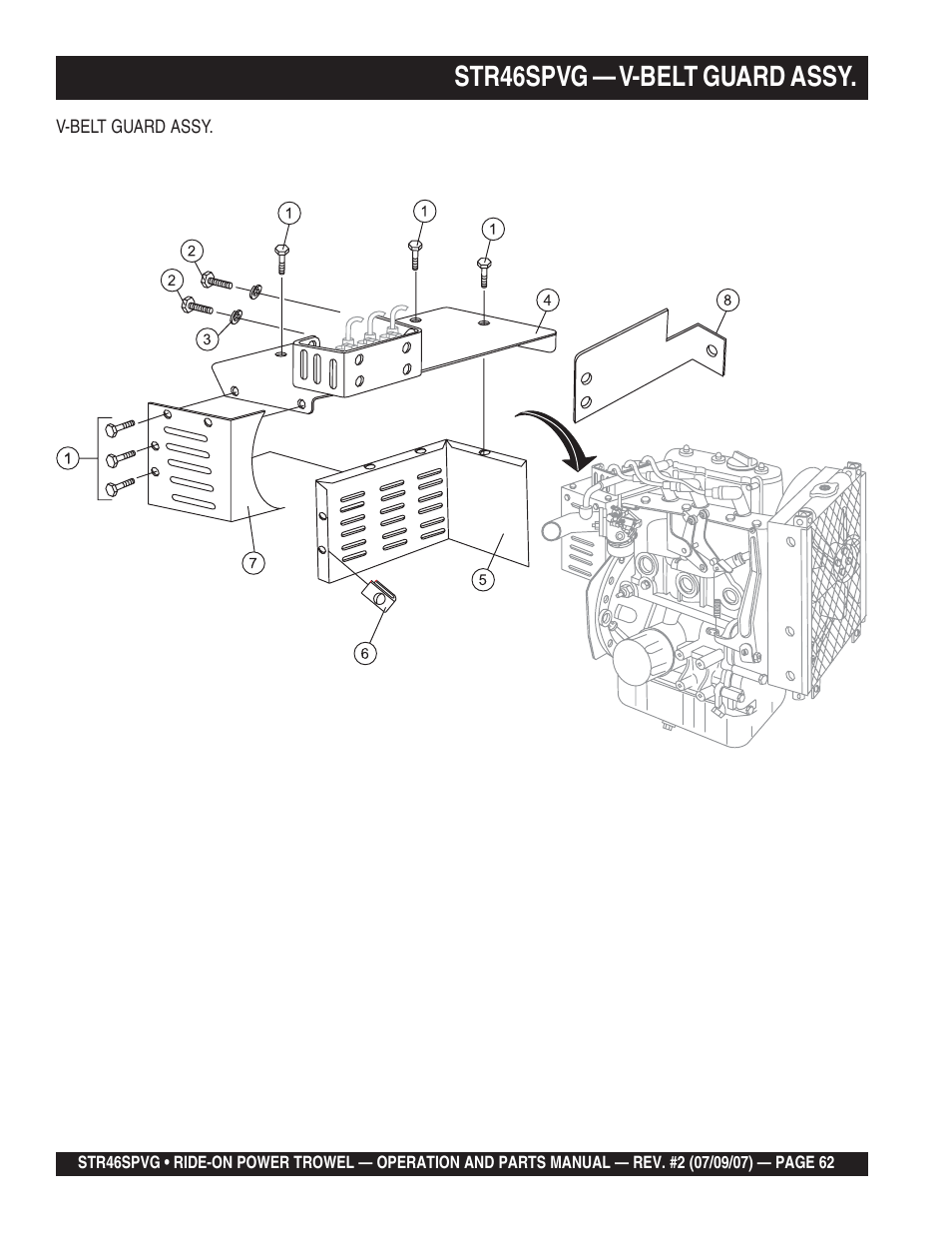 Str46spvg — v-belt guard assy | Multiquip STR46SPVG User Manual | Page 62 / 90