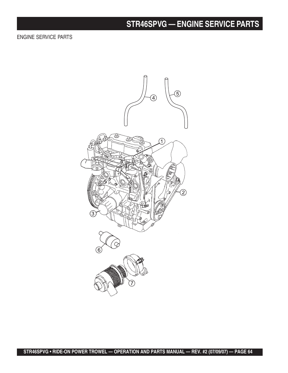 Str46spvg — engine service parts | Multiquip STR46SPVG User Manual | Page 64 / 90