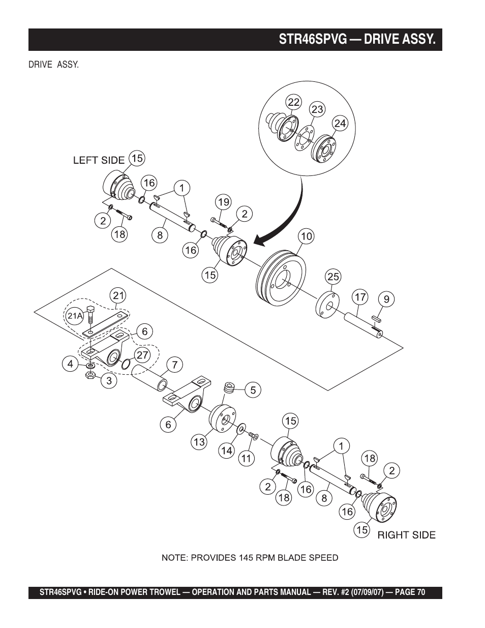 Str46spvg — drive assy | Multiquip STR46SPVG User Manual | Page 70 / 90