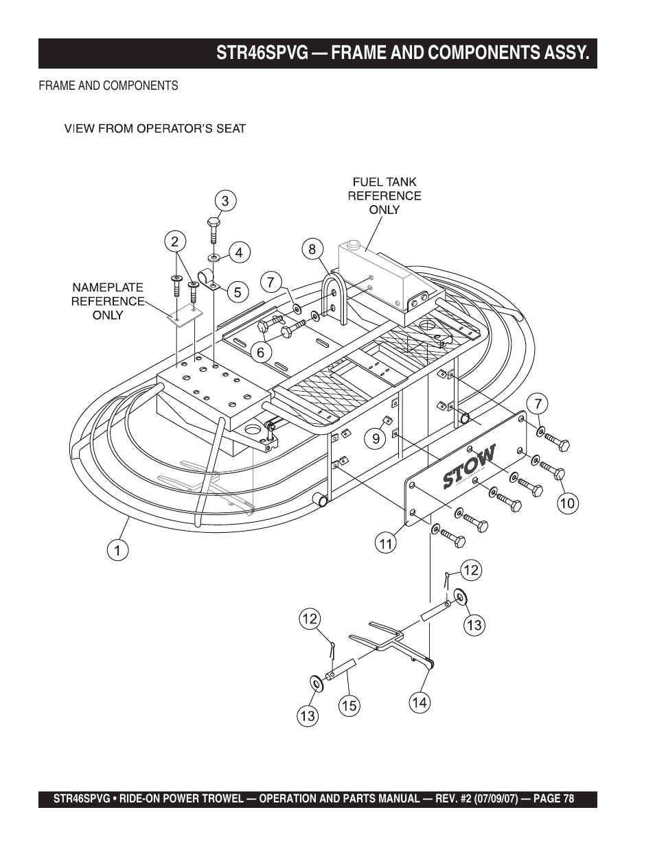 Str46spvg — frame and components assy | Multiquip STR46SPVG User Manual | Page 78 / 90