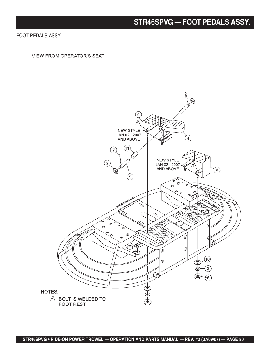 Str46spvg — foot pedals assy | Multiquip STR46SPVG User Manual | Page 80 / 90