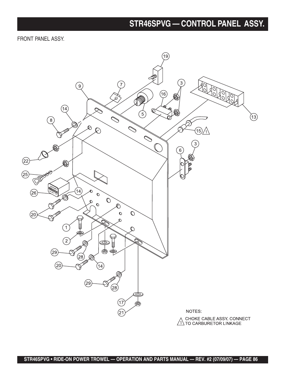 Str46spvg — control panel assy | Multiquip STR46SPVG User Manual | Page 86 / 90