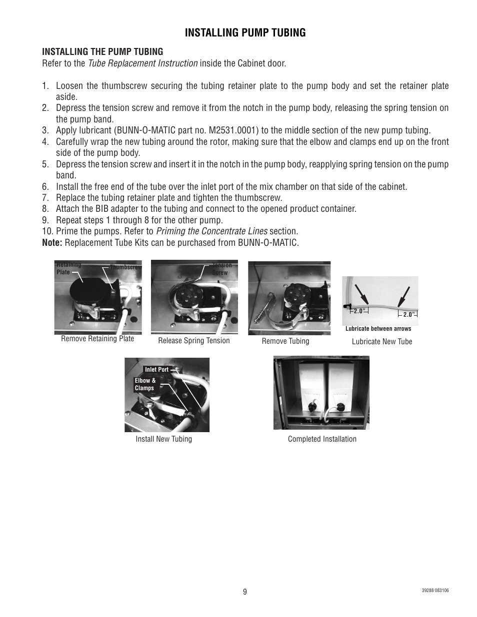 Installing pump tubing | Bunn Chilled LCC-2 User Manual | Page 9 / 26